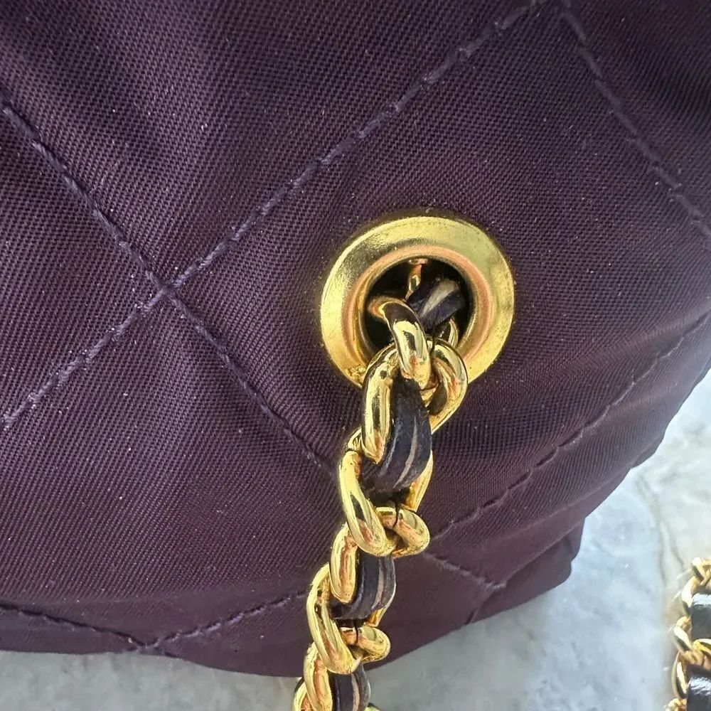 Prada Dark Purple Quilted Shoulder Bag with Chain Straps - Picture 5 of 16